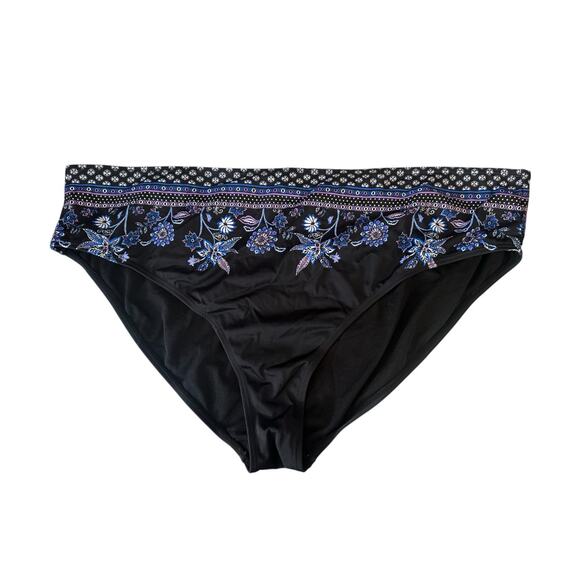 Swimsuits For All Black w/ Blue & Purple Print Bikini Bottom Women's Size 24 New - Picture 1 of 4